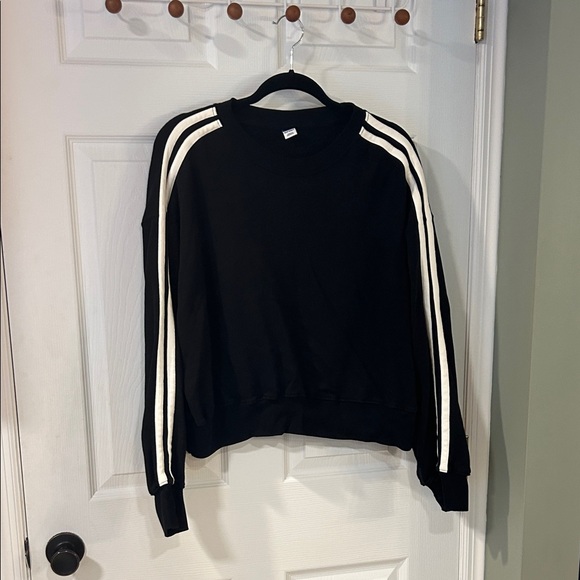 Old Navy Women’s Black Sweatshirt with White Stripes - Picture 1 of 3